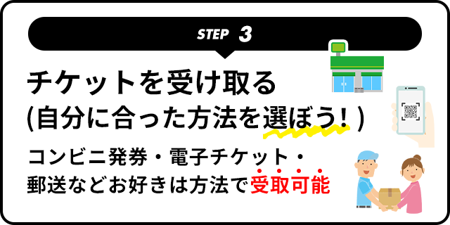 チケットを受け取る自分に合った方法を選ぼう!